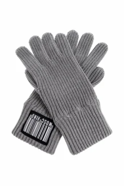 Moschino GREY Gloves with logo patch