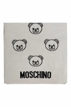 Moschino GREY Scarf with a distinctive teddy bear motif