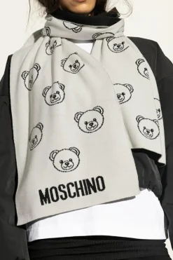 Moschino GREY Scarf with a distinctive teddy bear motif