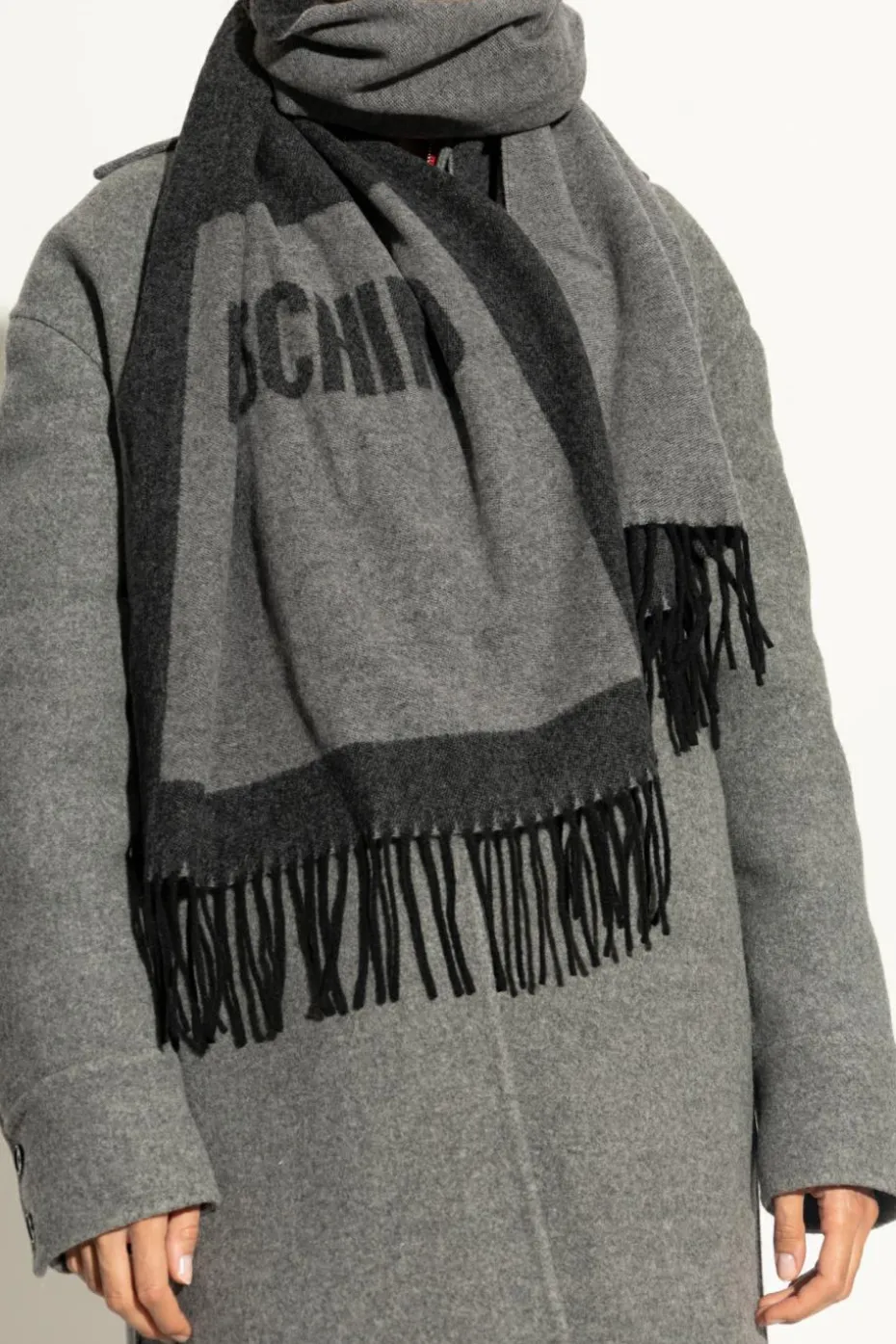 Moschino GREY Scarf with logo
