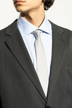 Moschino GREY Silk tie with logo