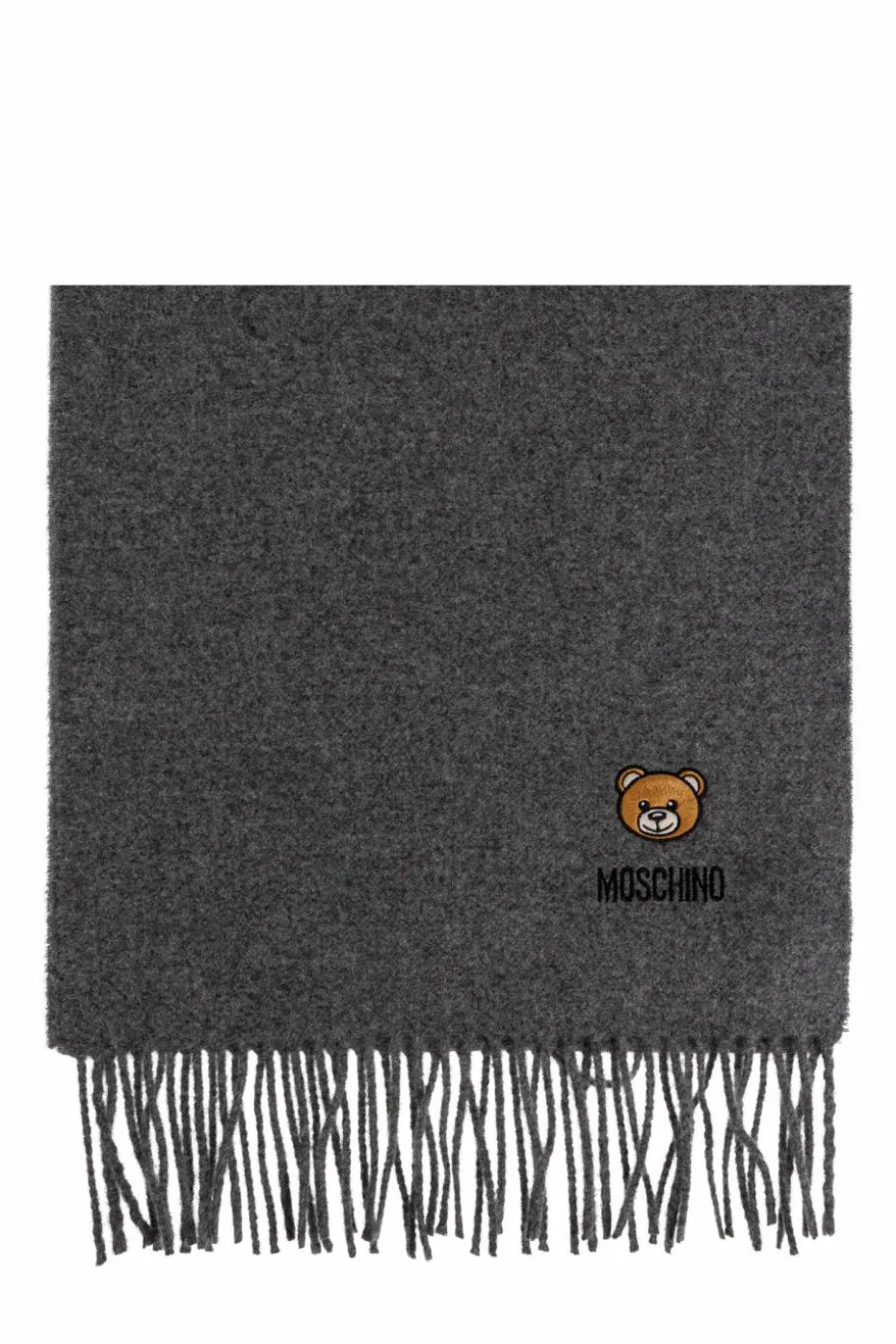 Moschino GREY Wool scarf with logo