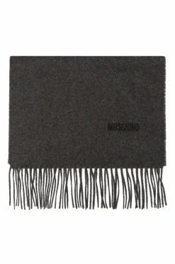 Moschino GREY Wool scarf with logo