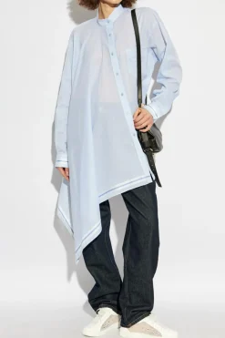 Moschino light blue Asymmetrical shirt with pocket
