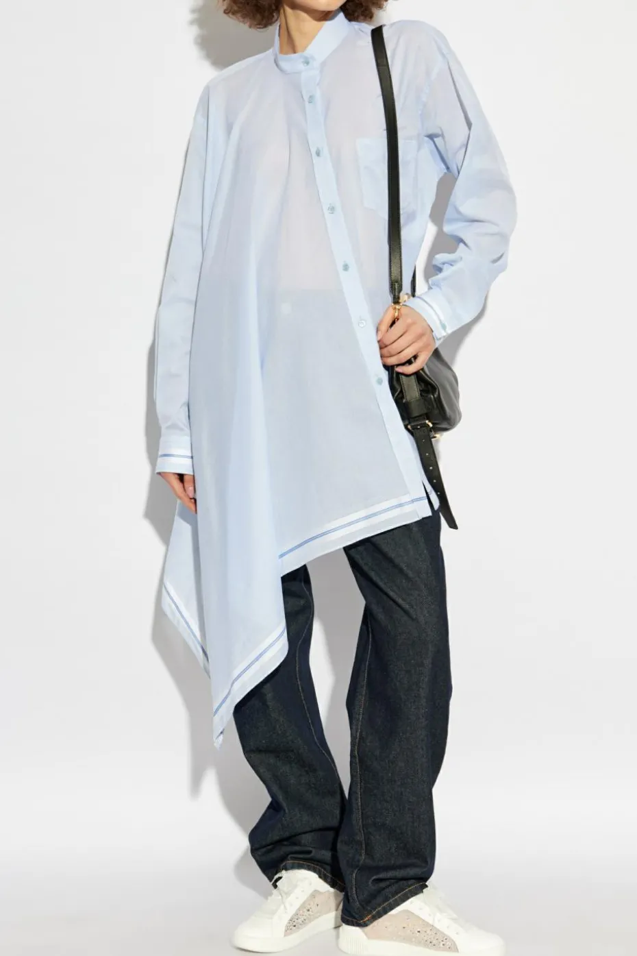 Moschino light blue Asymmetrical shirt with pocket