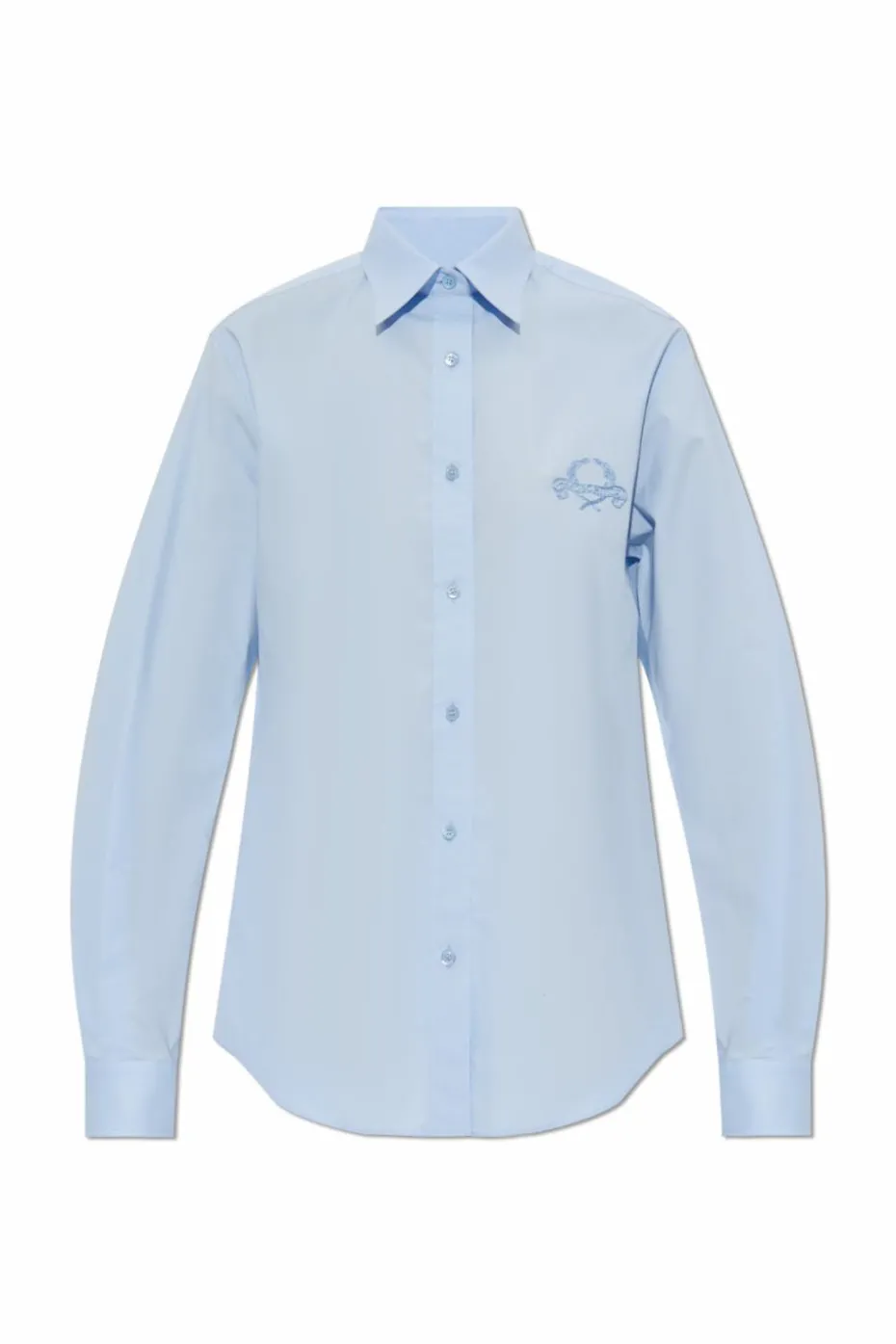 Moschino light blue Cotton shirt with embroidered logo