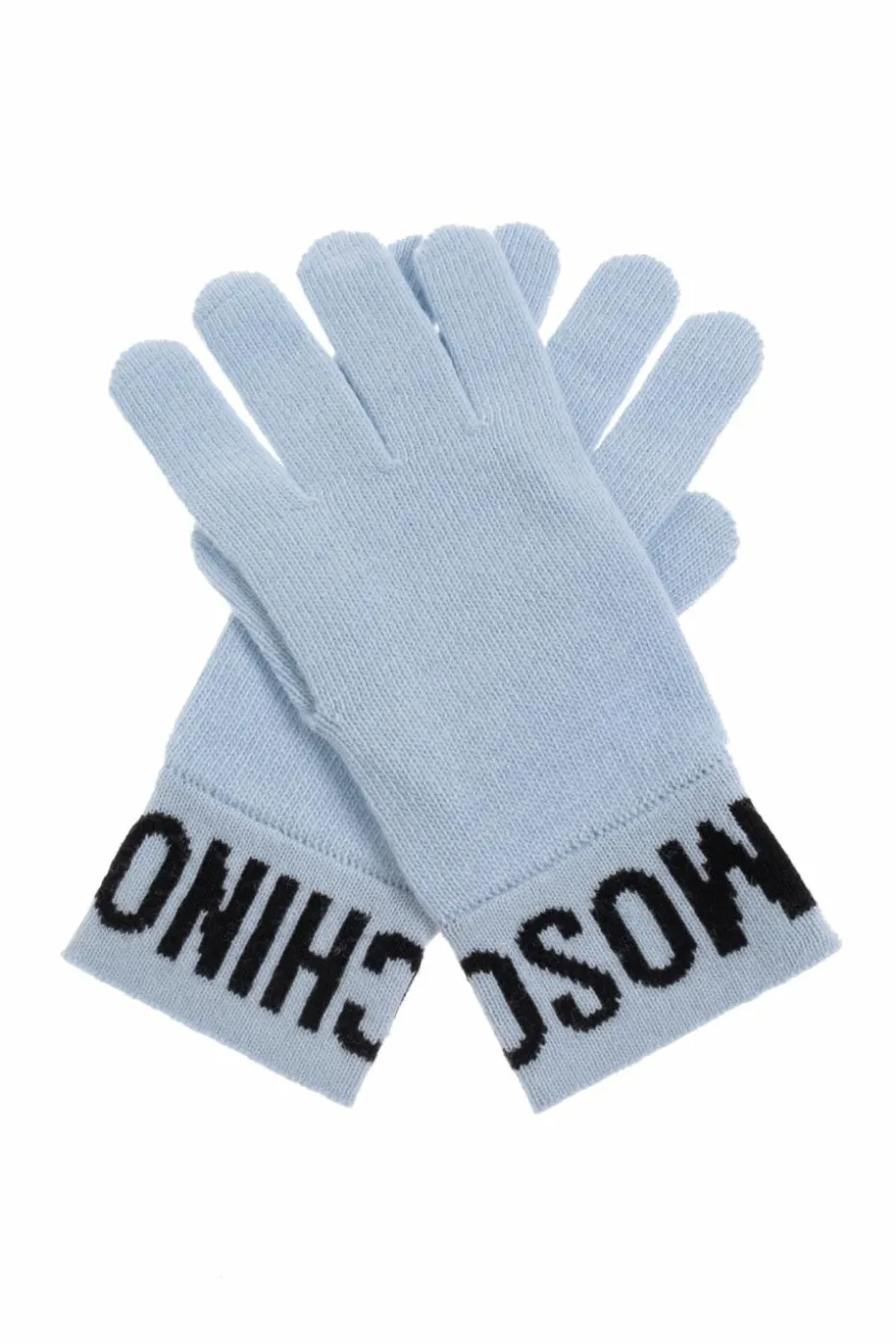 Moschino light blue Gloves with logo
