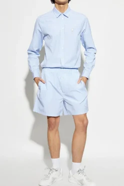 Moschino light blue Striped pattern shorts