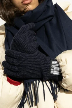 Moschino NAVY BLUE Gloves with logo patch