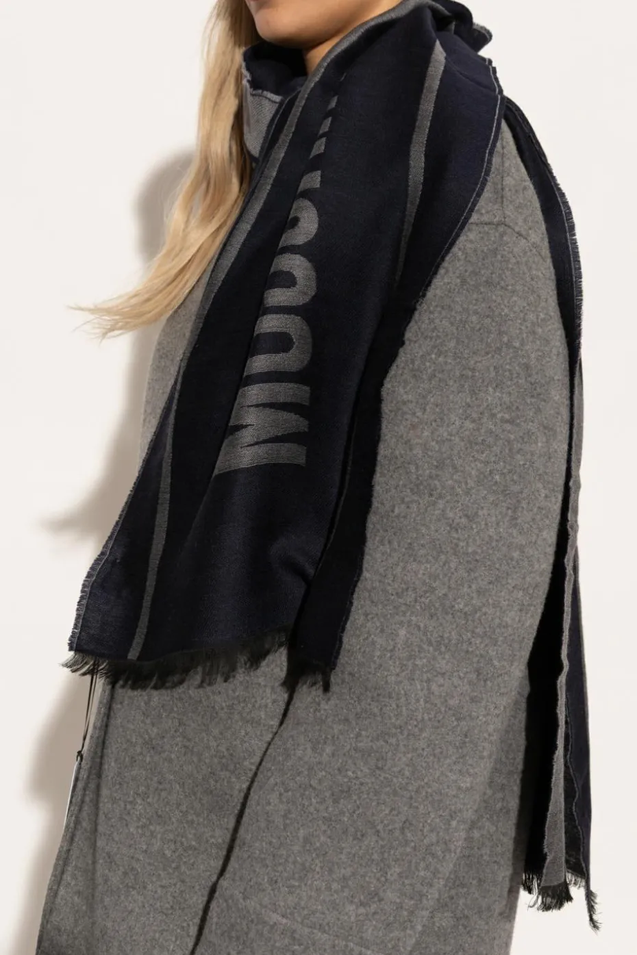 Moschino NAVY BLUE Scarf with logo