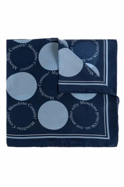 Moschino NAVY BLUE Silk scarf with logo