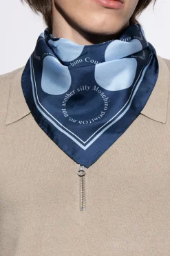 Moschino NAVY BLUE Silk scarf with logo