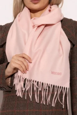 Moschino PINK Wool scarf with embroidered logo