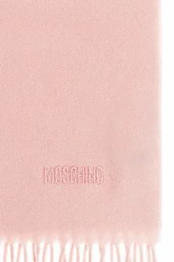 Moschino PINK Wool scarf with embroidered logo