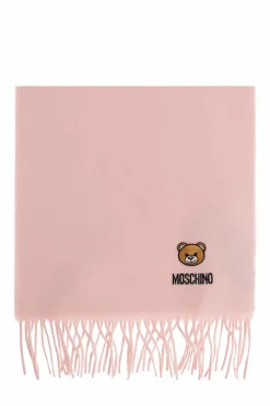 Moschino PINK Wool scarf with logo