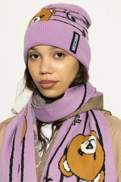 Moschino PURPLE A hat with a distinctive bear motif