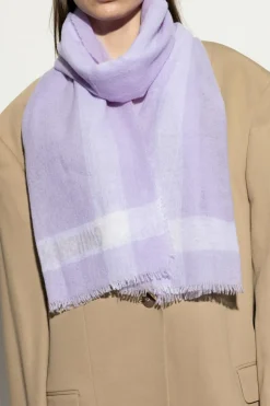Moschino PURPLE Cashmere scarf with logo