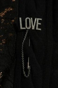 Moschino SILVER Brooch with the inscription 'LOVE'