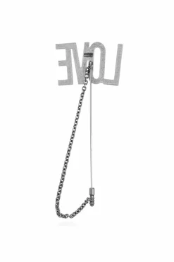 Moschino SILVER Brooch with the inscription 'LOVE'