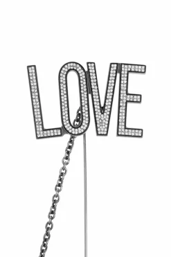 Moschino SILVER Brooch with the inscription 'LOVE'