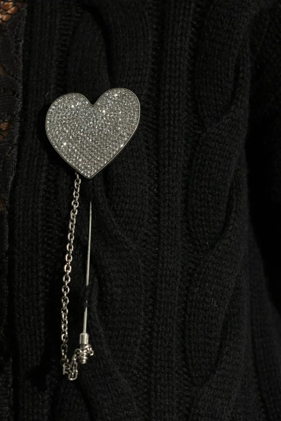 Moschino SILVER Heart-shaped brooch