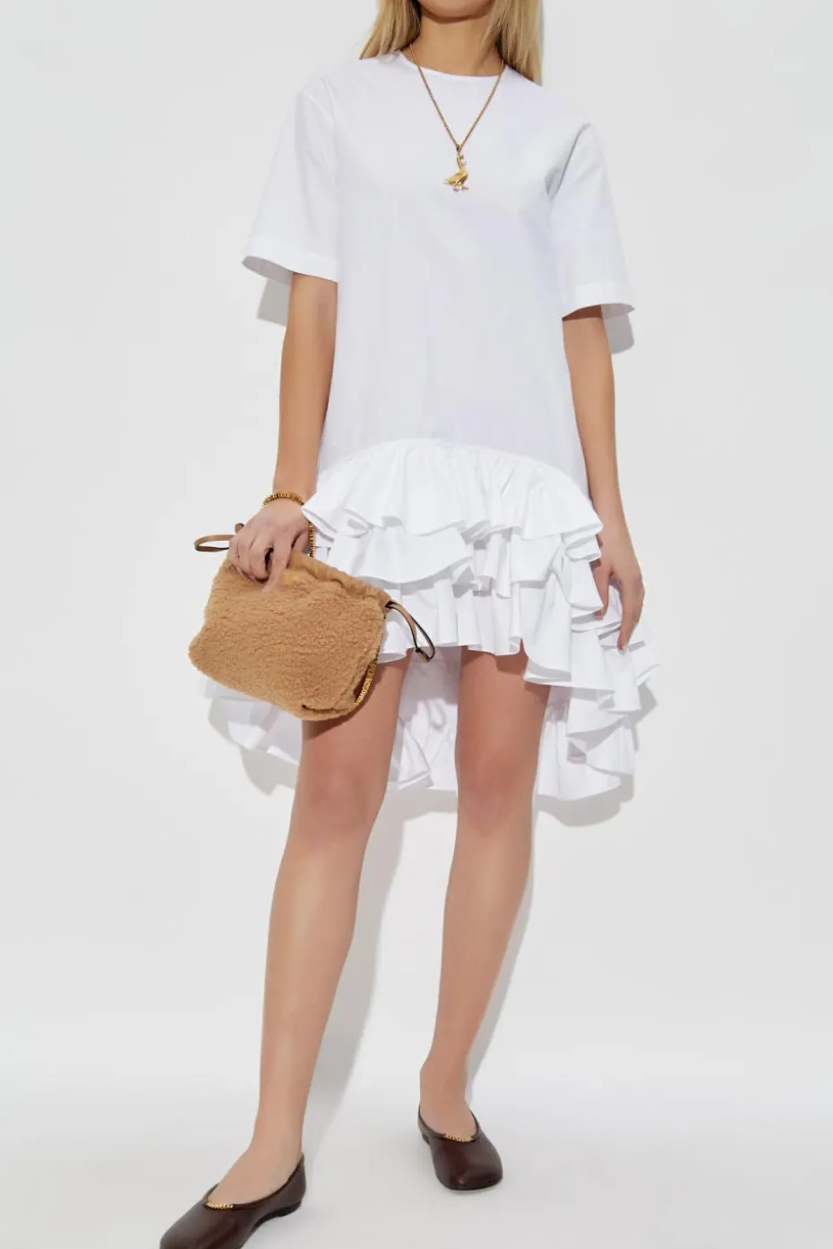 Moschino WHITE Asymmetrical dress with ruffles