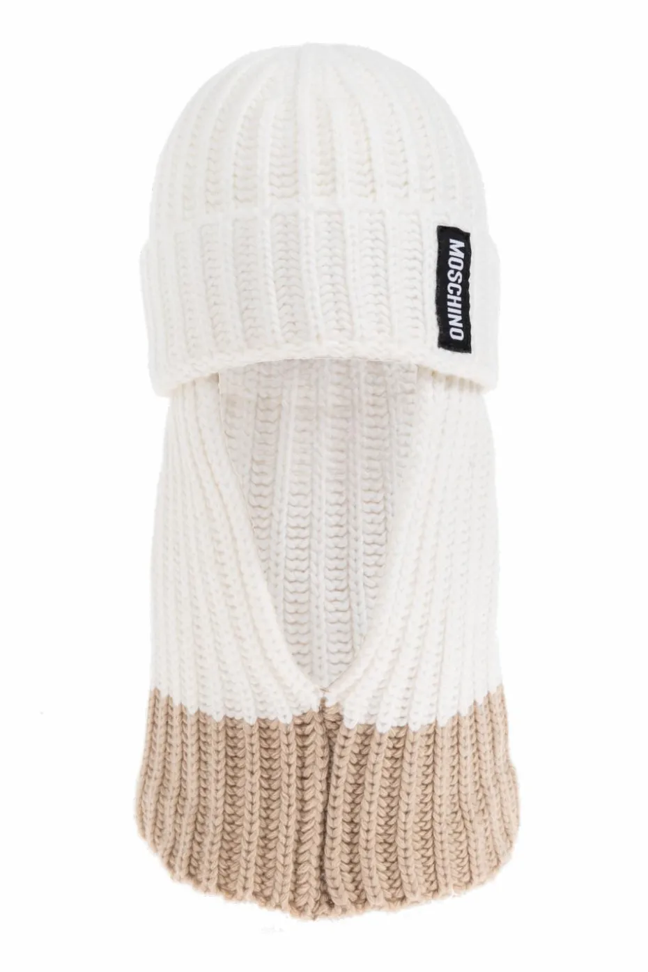 Moschino WHITE Balaclava with logo patch