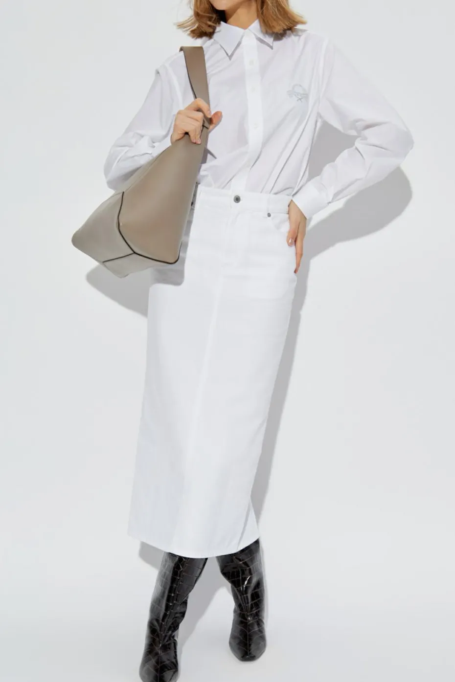 Moschino WHITE Cotton shirt with embroidered logo
