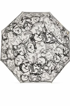 Moschino WHITE Foldable umbrella with logo