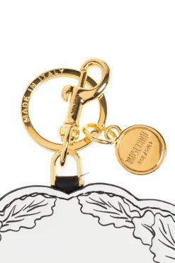 Moschino WHITE Leather keychain