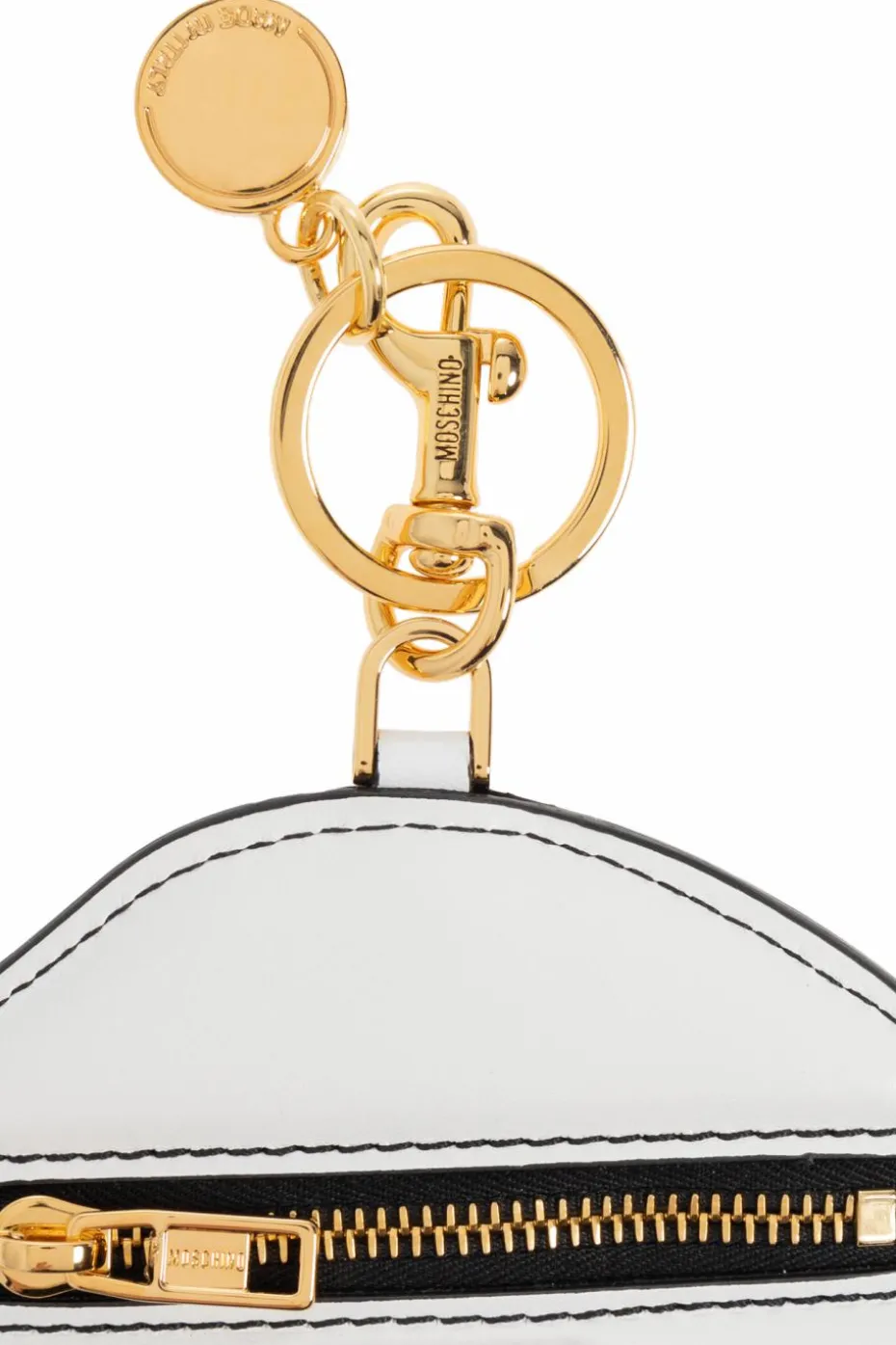 Moschino WHITE Leather keychain