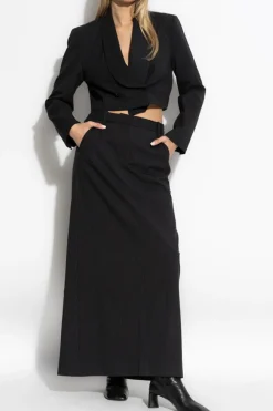 Munthe BLACK Skirt with striped pattern
