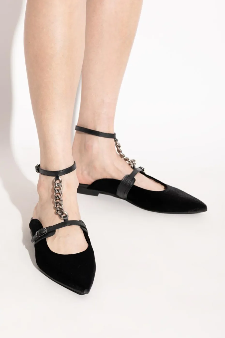 Munthe BLACK Velvet ballet flats "Perma"