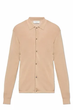 Officine Generale beige Cardigan with collar ‘Brent’