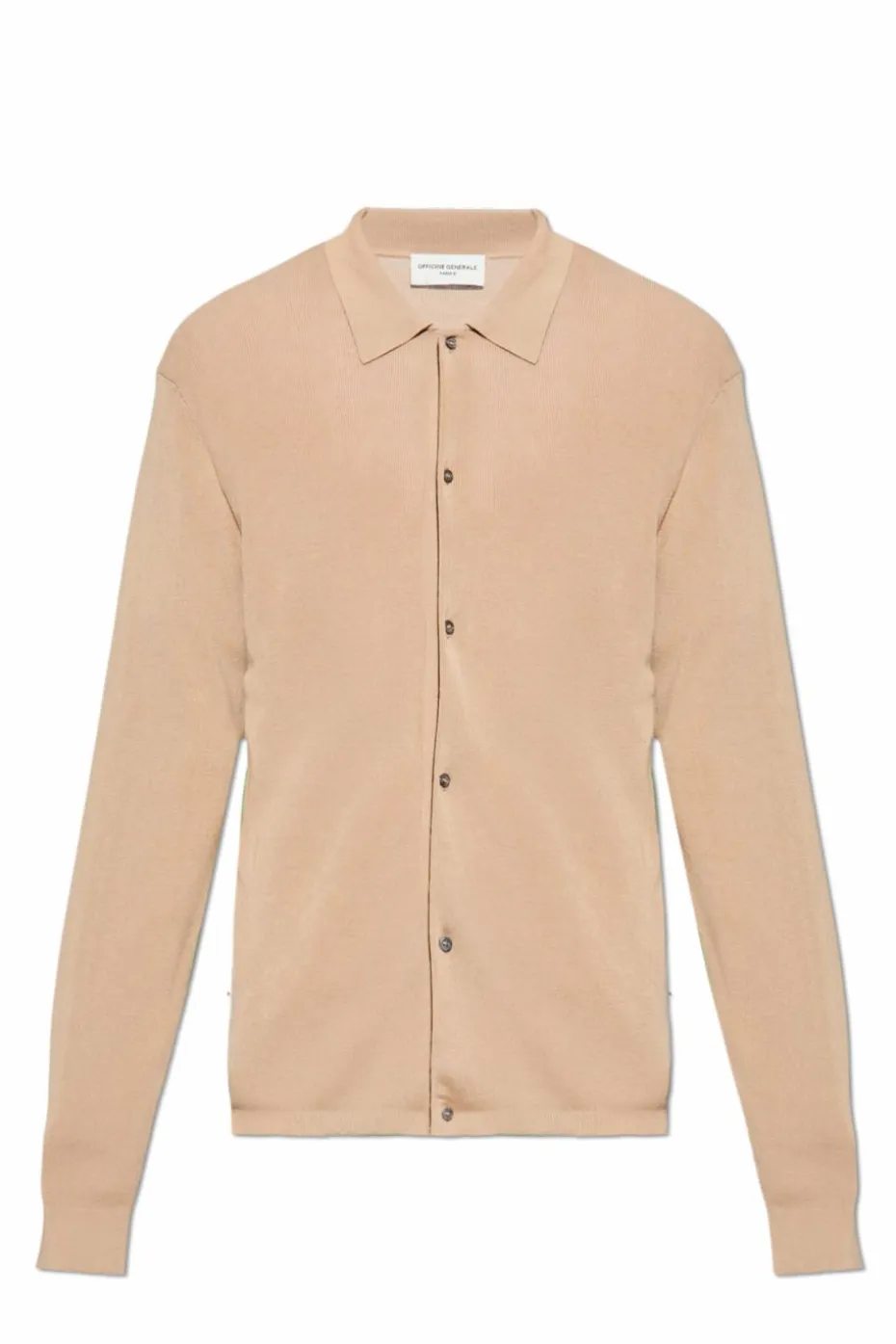 Officine Generale beige Cardigan with collar ‘Brent’