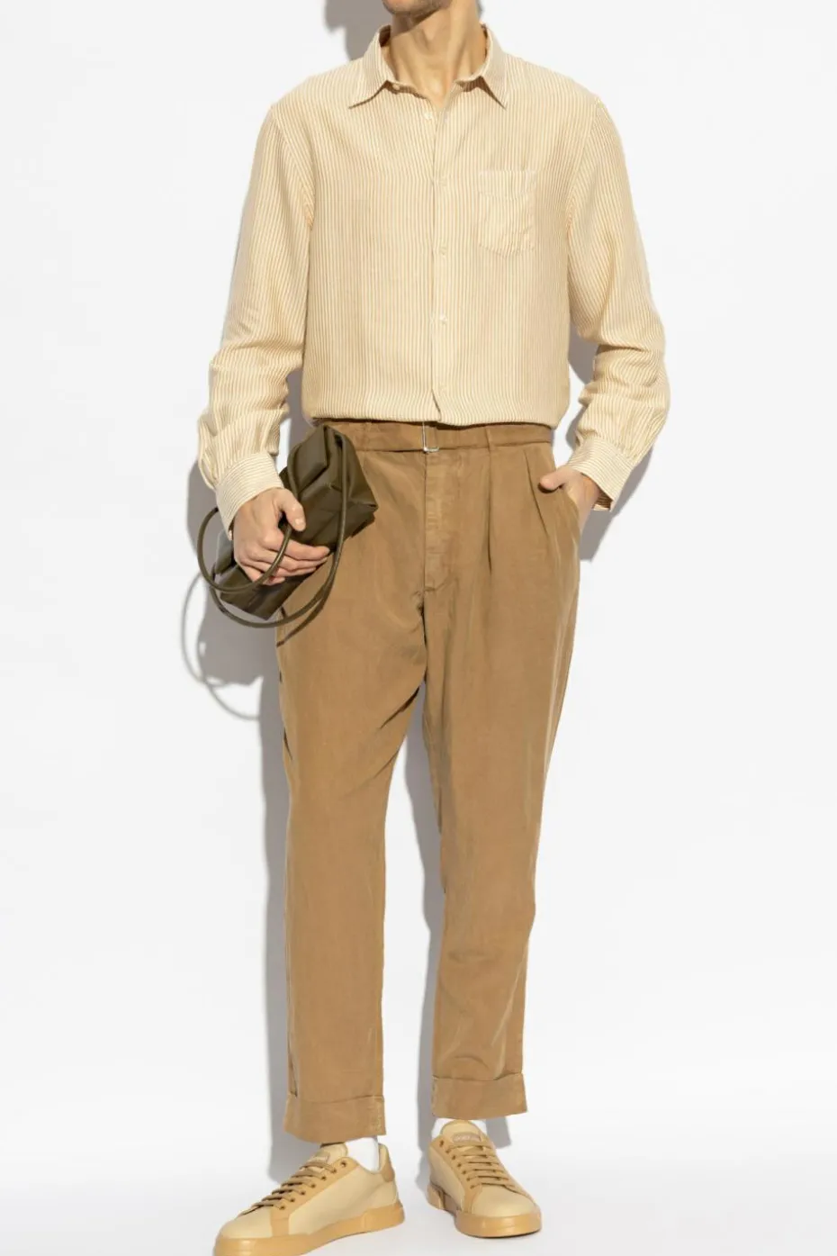 Officine Generale beige Shirt with stripe pattern