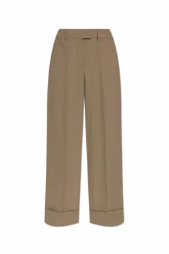 Officine Generale beige Wide-leg pleated trousers