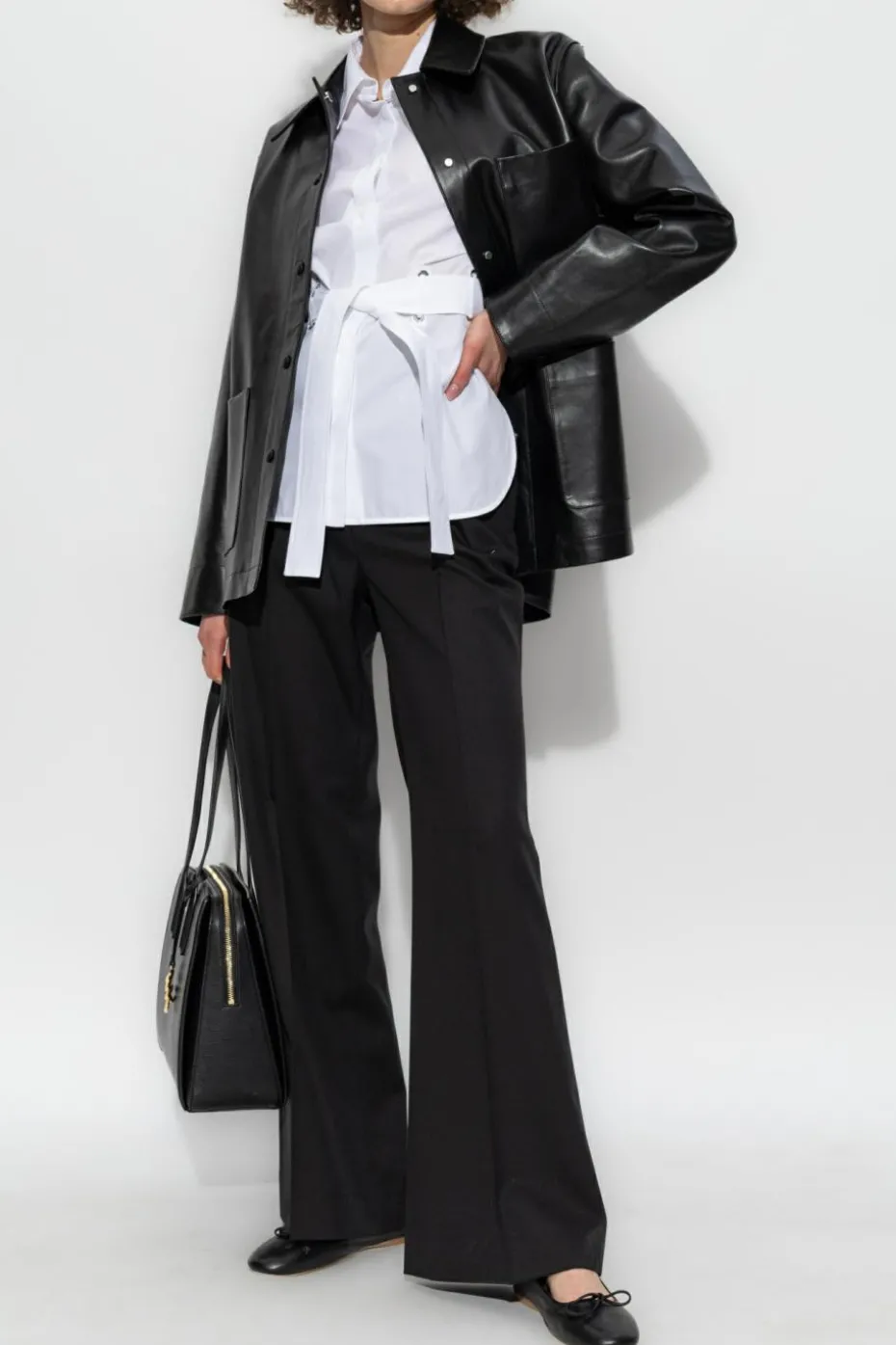 Officine Generale BLACK Wool pants with crease