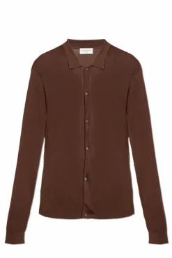 Officine Generale BROWN Cardigan with collar āBrentā