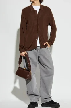 Officine Generale BROWN Cardigan with collar ‘Brent’