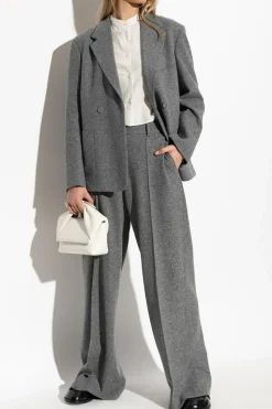 Officine Generale GREY Wool pants with wide legs