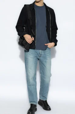 Officine Generale NAVY BLUE Crew neck T-shirt