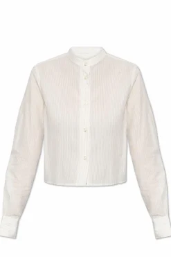 Officine Generale WHITE Short shirt with striped pattern