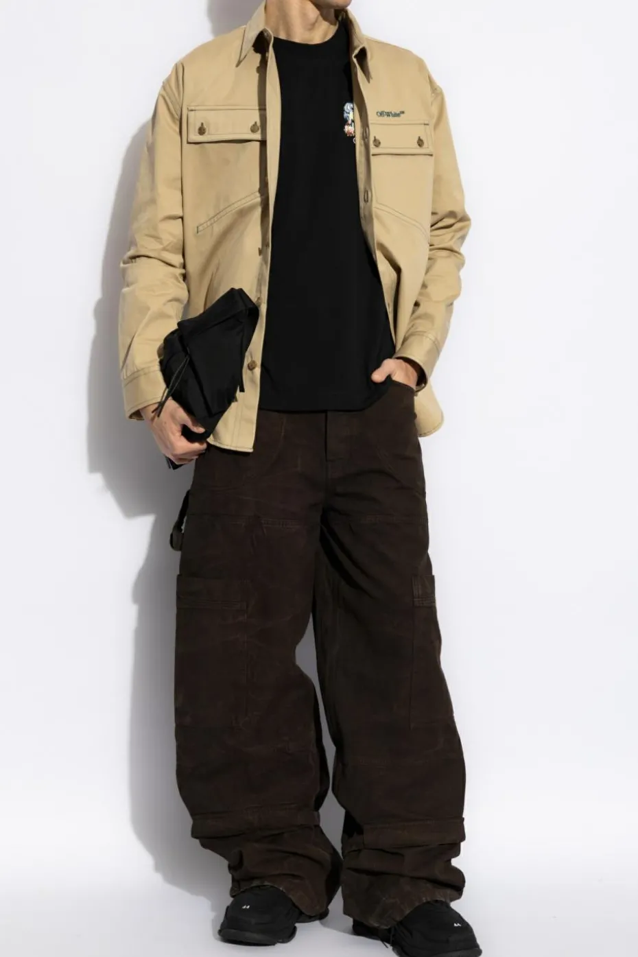 Off-White beige Shirt with embroidered logo