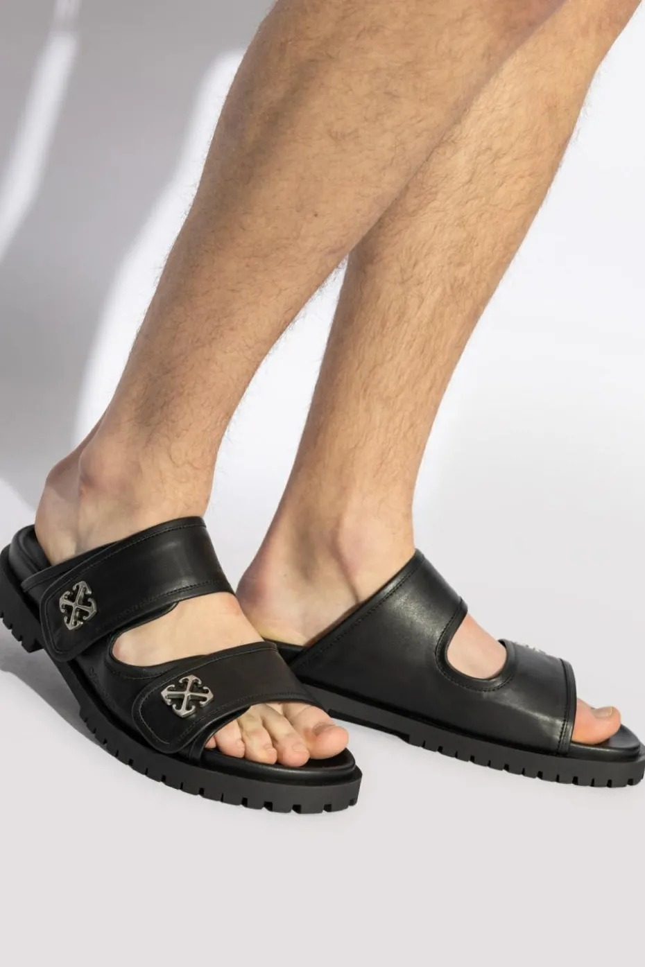 Off-White BLACK Leather slides Chicago