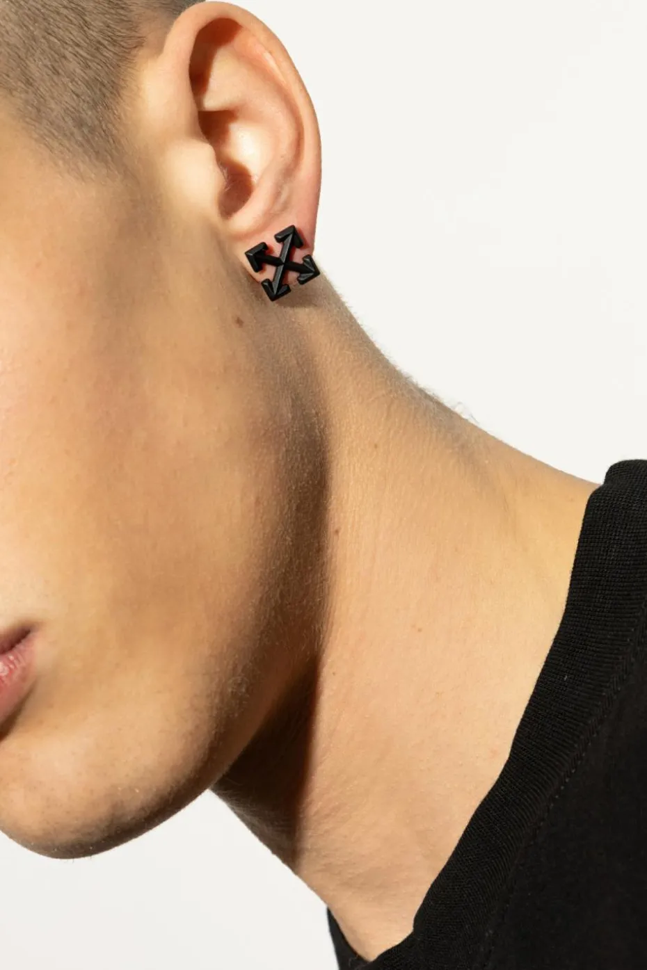 Off-White BLACK Single earring in logo shape