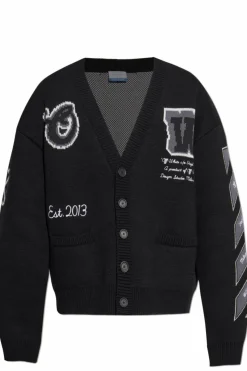 Off-White BLACK Wool cardigan with logo