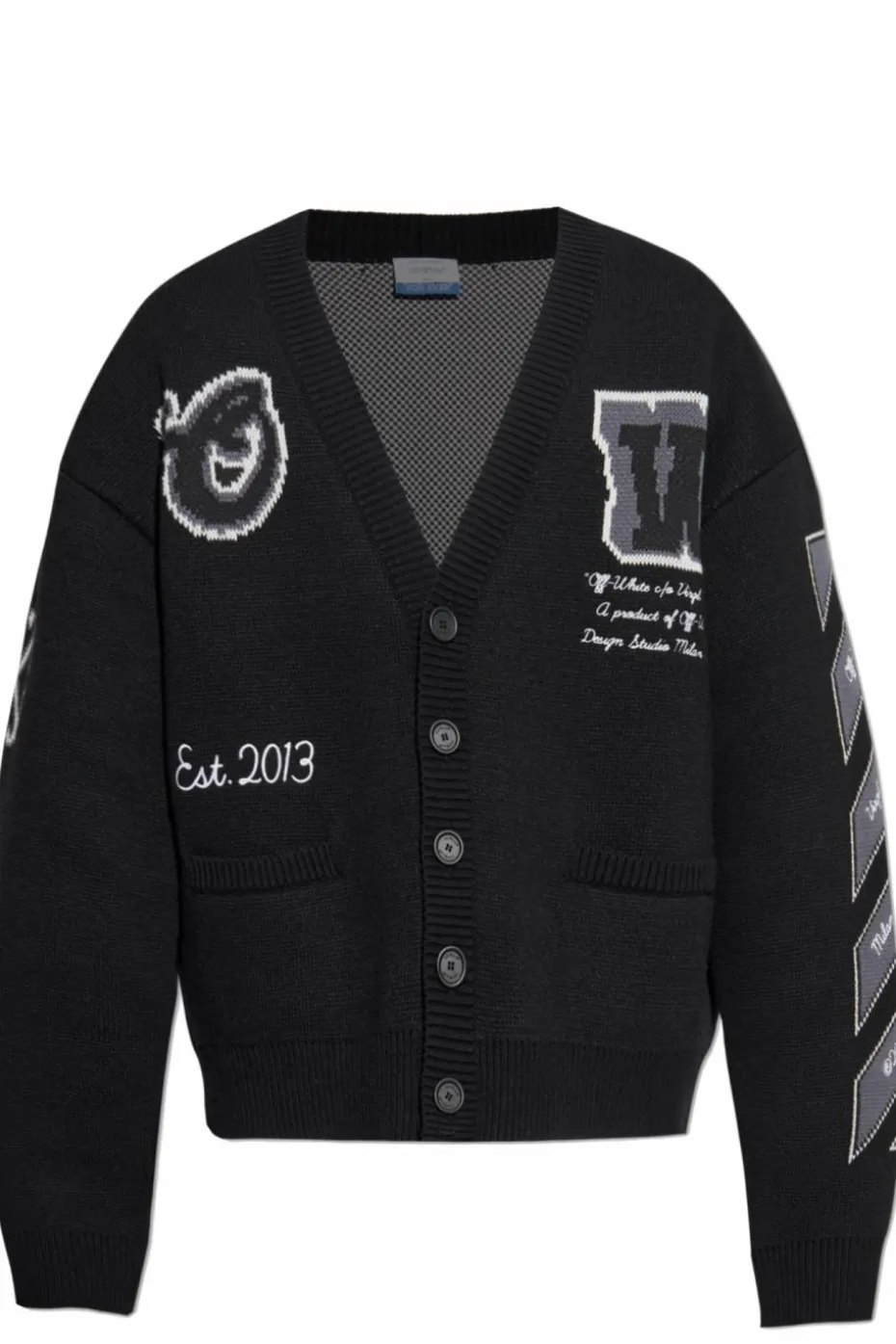 Off-White BLACK Wool cardigan with logo