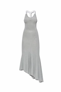 Off-White GREY Ribbed off-shoulder dress