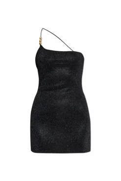 Oseree BLACK Dress finished with lurex thread